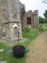 Churchyard Working Party - Broom & Hat having a Break!