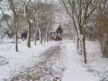 Lych gate in snow